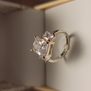 Charter Club 3 Carat Silver Princess Cut Ring, Size 5